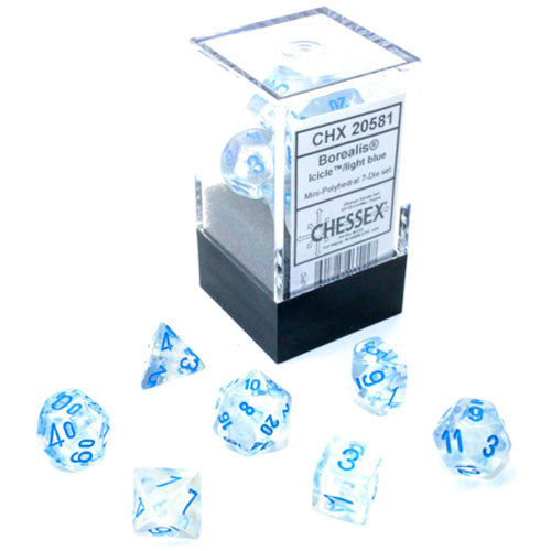 Chessex: Borealis Icicle/Light Blue Mini-Polyhedral Dice Set