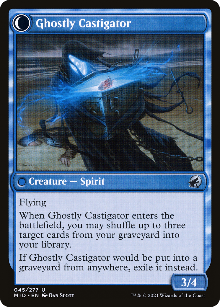 Covetous Castaway // Ghostly Castigator (MID-045) - : (Double Faced Transform) Foil