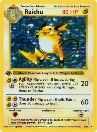 Raichu 14 - 1st Edition Holofoil