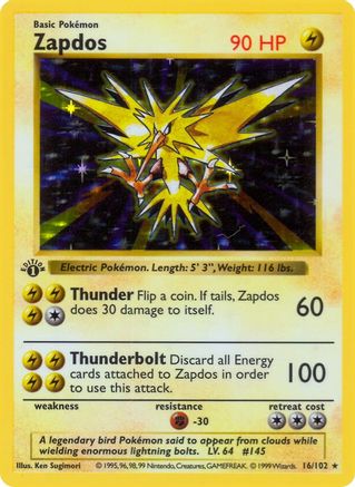 Zapdos 16 - 1st Edition Holofoil