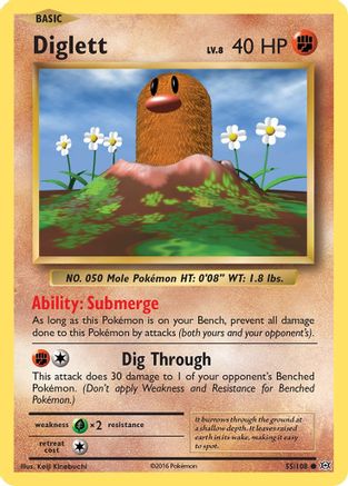 Diglett 55/108 - Reverse Holofoil