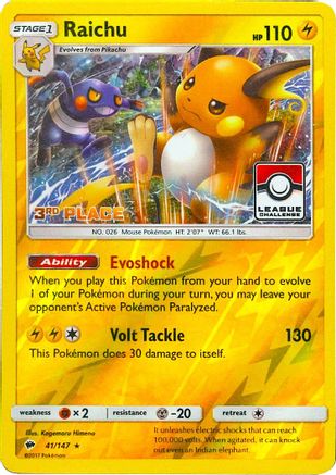 Raichu - 41/147 (League Challenge) [3rd Place] 41 - Reverse Holofoil