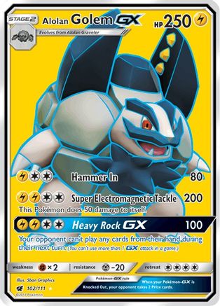 Alolan Golem GX (Full Art) 102/111 - Holofoil