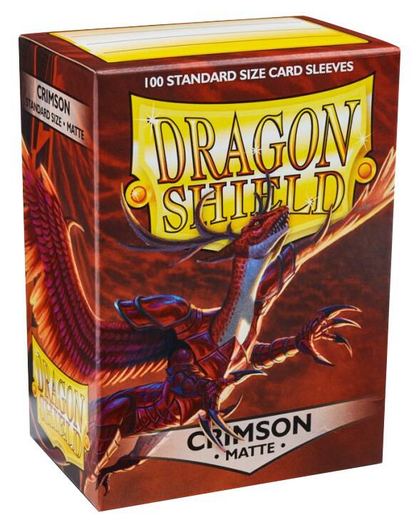 Box of Dragon Shield Matte card sleeves in Crimson