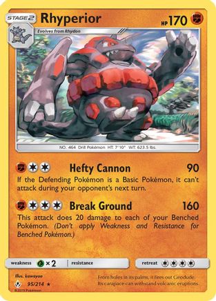 Rhyperior 95/214 - Reverse Holofoil