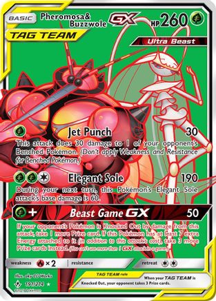 Pheromosa & Buzzwole GX (191) (Full Art) 191/214 - Holofoil