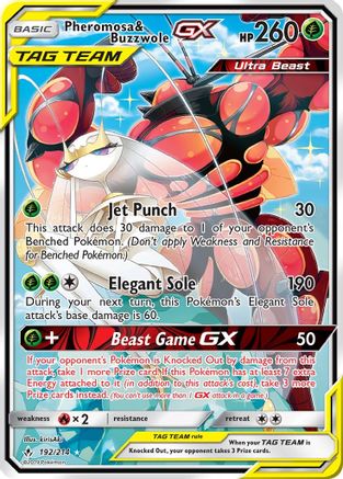 Pheromosa & Buzzwole GX (192) (Alternate Full Art) 192/214 - Holofoil