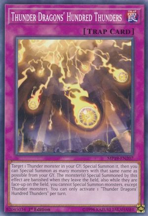 Thunder Dragons' Hundred Thunders (MP19-EN207) - 2019 Gold Sarcophagus Tin Mega Pack Unlimited