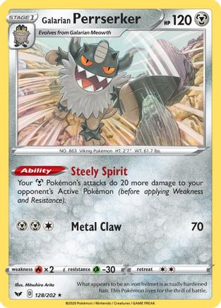 Galarian Perrserker 128/202 - Reverse Holofoil