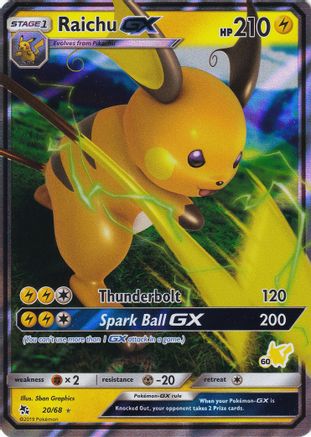 Raichu GX - 20/68 (#60 Pikachu Stamped) 20 - Holofoil