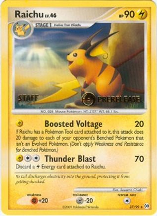 Raichu - 27/99 (Prerelease) [Staff] 27 -