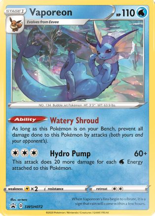 Vaporeon - SWSH072 SWSH072/307 - Holofoil