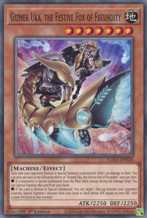 Gizmek Uka, the Festive Fox of Fecundity (EGO1-EN020) - Egyptian God Deck: Obelisk the Tormentor Unlimited