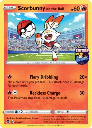 Scorbunny on the Ball - 004/005 (Pokemon Futsal) 4/5 -