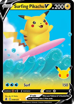 Surfing Pikachu V 8/25 - Holofoil