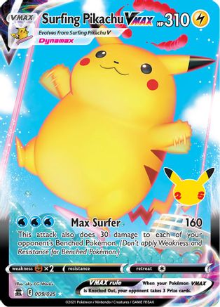 Surfing Pikachu VMAX 9/25 - Holofoil