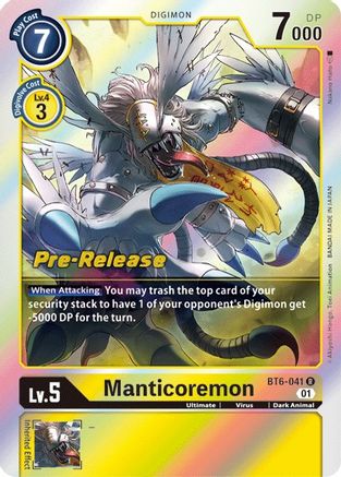 Manticoremon (BT6-041) - Double Diamond Pre-Release Cards Foil