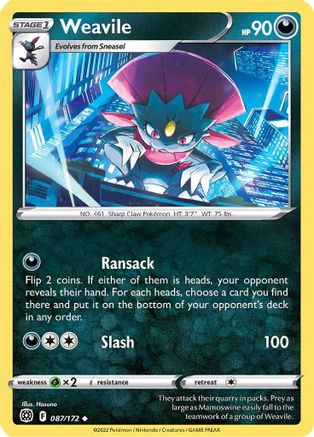 Weavile 87/172 - Reverse Holofoil