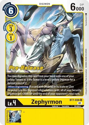 Zephyrmon (BT7-036) - Next Adventure Pre-Release Cards Foil