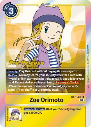 Zoe Orimoto (BT7-088) - Next Adventure Pre-Release Cards Foil