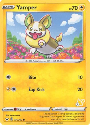 Yamper - 074/202 (#1 Pikachu Stamped) 74 -