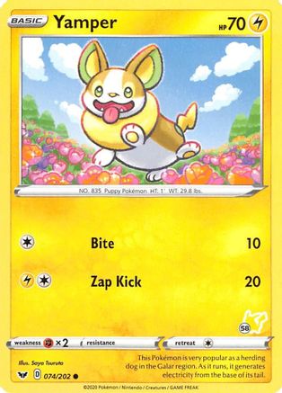 Yamper - 074/202 (#58 Pikachu Stamped) 74 -