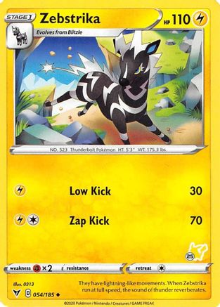 Zebstrika - 054/185 (#25 Pikachu Stamped) 54 -