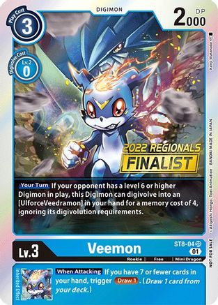 Veemon (2022 Championship Online Regional) [Online Finalist] (ST8-04) - Starter Deck 08: Ulforce Veedramon Foil