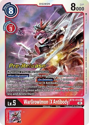 WarGrowlmon (X Antibody) (BT9-014) - X Record Pre-Release Cards Foil