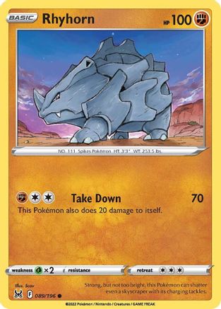 Rhyhorn 89/196 - Reverse Holofoil