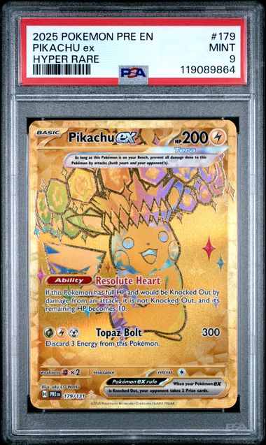 POKEMON PRE EN-PRISMATIC EVOLUTIONS #179 PIKACHU ex HYPER RARE (PSA 9)