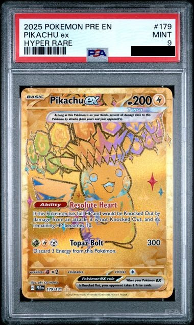 POKEMON PRE EN-PRISMATIC EVOLUTIONS #179 PIKACHU ex HYPER RARE (PSA 9)