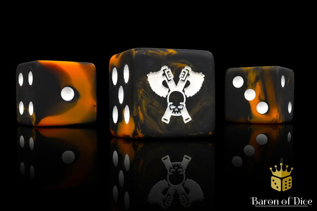 Skull Grinders Dice - Black Lava Square Corner 25 Dice Set