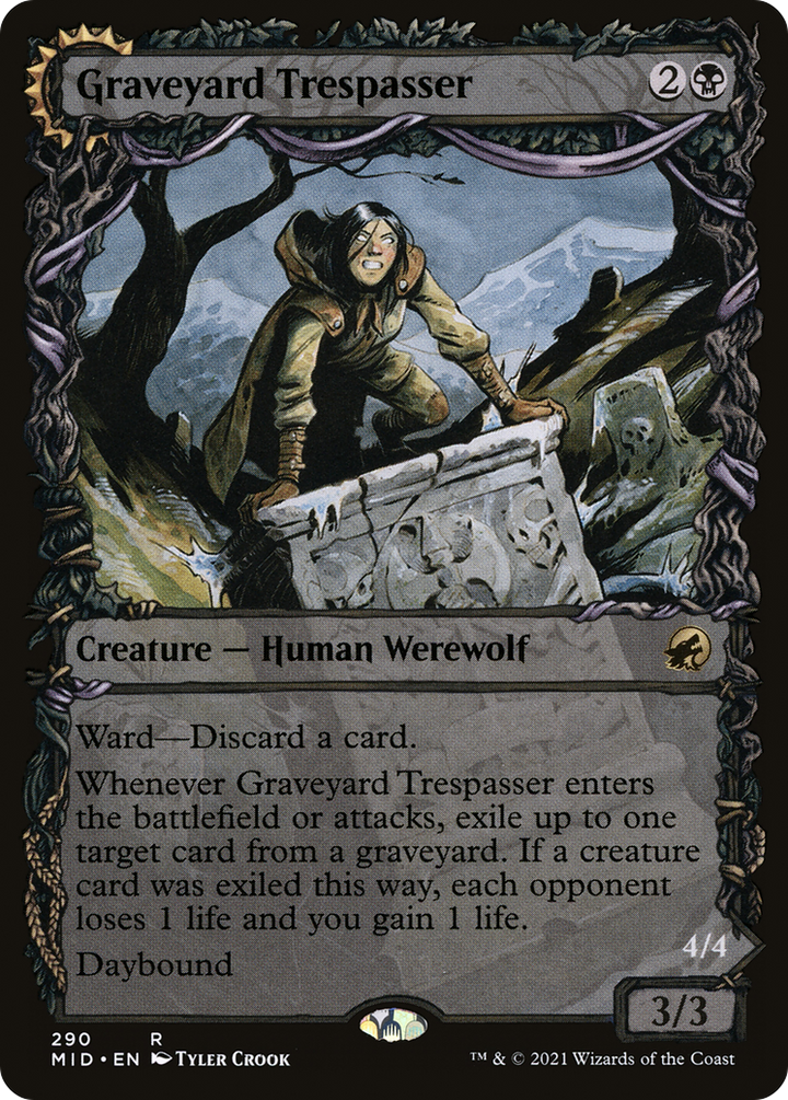 Graveyard Trespasser // Graveyard Glutton (MID-290) - : (Showcase, Double Faced Transform) Foil