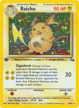 Raichu (14) 14/62 - 1st Edition Holofoil