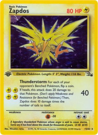 Zapdos (15) 15/62 - Unlimited Holofoil