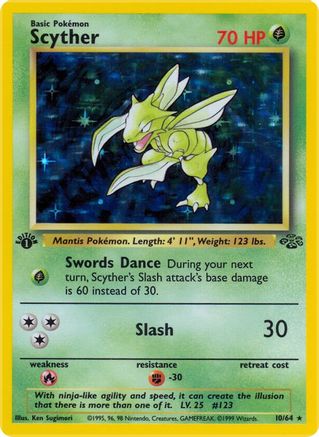 Scyther (10) 10/64 - 1st Edition Holofoil