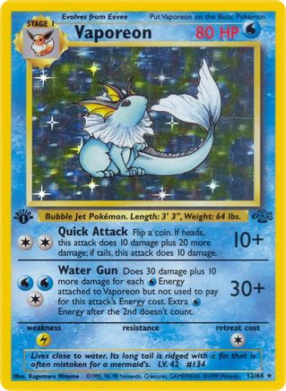 Vaporeon (12) 12/64 - Unlimited Holofoil