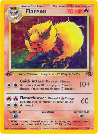 Flareon (3) 3/64 - 1st Edition Holofoil