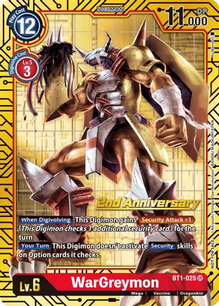 WarGreymon (2nd Anniversary Card Set) (BT1-025) - Release Special Booster 1.0 Foil