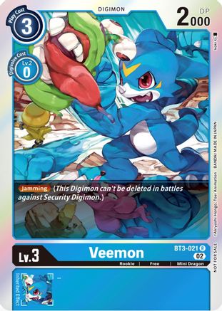 Veemon - BT3-021 (Official Tournament Pack Vol.8) (BT3-021) - Release Special Booster 1.0 Foil