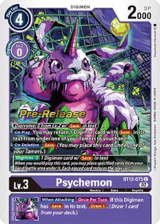 Psychemon (BT12-075) - Across Time Pre-Release Cards Foil