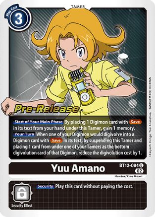 Yuu Amano (BT12-094) - Across Time Pre-Release Cards Foil