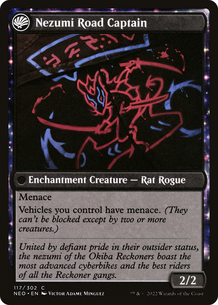 Okiba Reckoner Raid // Nezumi Road Captain (NEO-117) - : (fandfc, enchantment) Foil