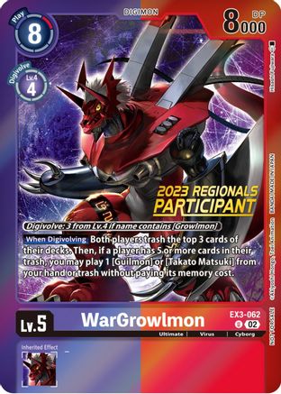 WarGrowlmon (2023 Regionals Participant) (EX3-062) - Draconic Roar Foil