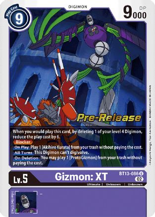 Gizmon: XT (BT13-086) - Versus Royal Knights Pre-Release Cards Foil