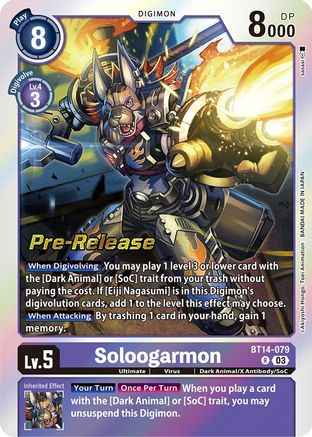 Soloogarmon (BT14-079) - Blast Ace Pre-Release Cards Foil