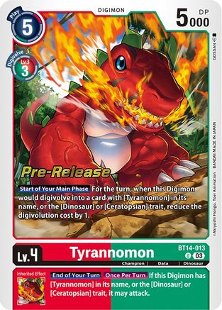 Tyrannomon (BT14-013) - Blast Ace Pre-Release Cards Foil