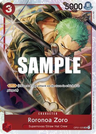 Roronoa Zoro - OP01-025 (Ultra Deck: The Three Captains) (OP01-025) - One Piece Promotion Cards Foil