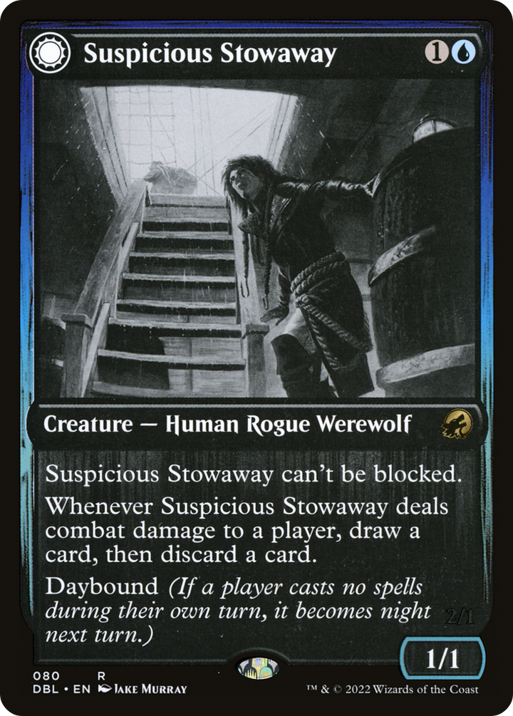 Suspicious Stowaway // Seafaring Werewolf (DBL-080) - : (Double Faced Transform) Foil